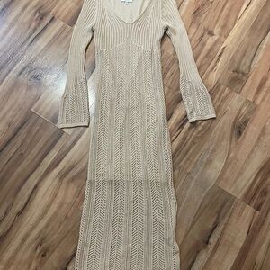 Freshman 1996 tan knit long-sleeve midi dress Sz XS